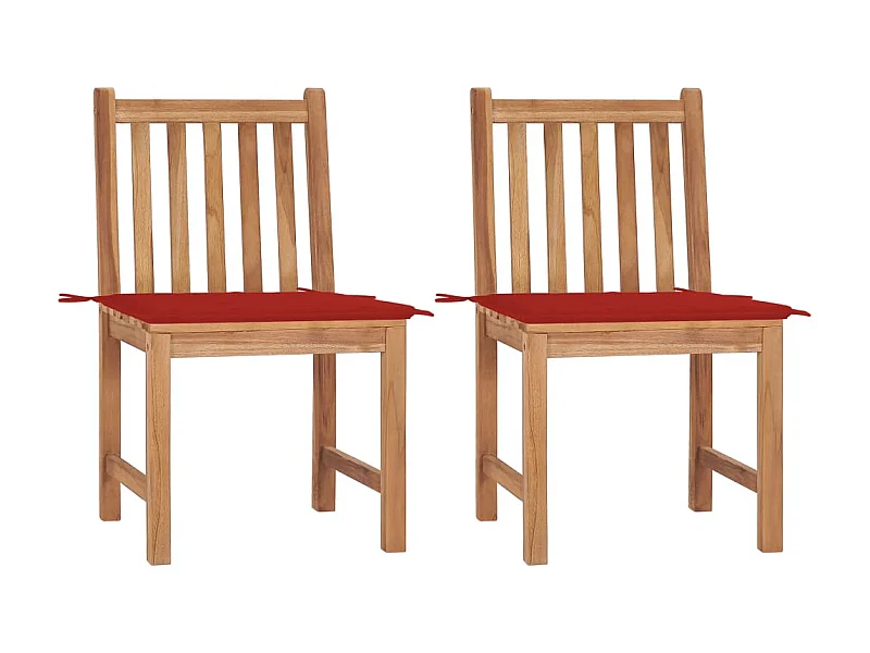 Chaises de jardin 2 pcs avec coussins Bois de teck massif