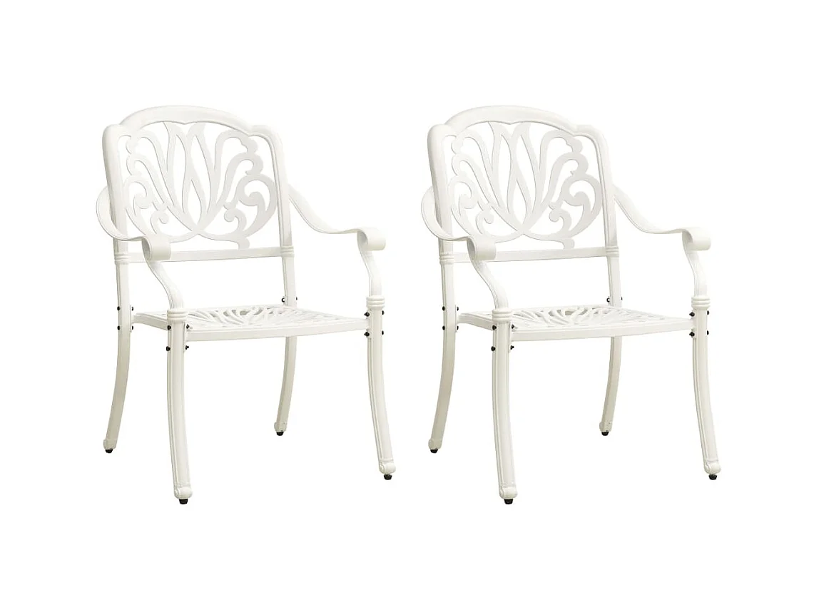 Chaises de jardin 2 pcs Aluminium coulé Blanc