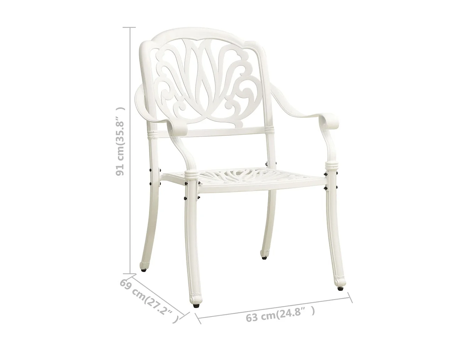 Chaises de jardin 2 pcs Aluminium coulé Blanc