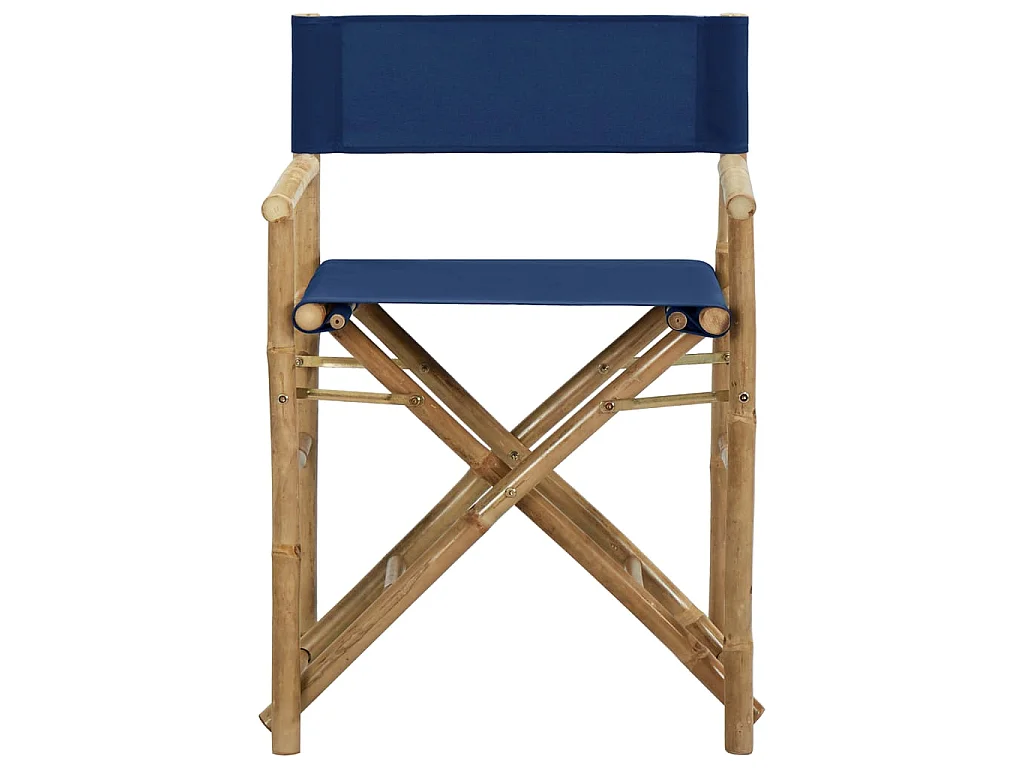 Chaises pliables de directeur 2 pcs Bleu Bambou et tissu