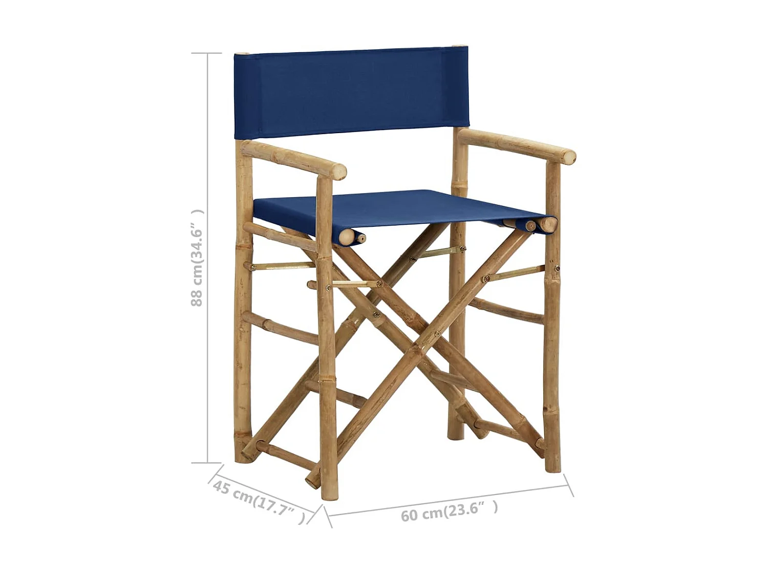 Chaises pliables de directeur 2 pcs Bleu Bambou et tissu