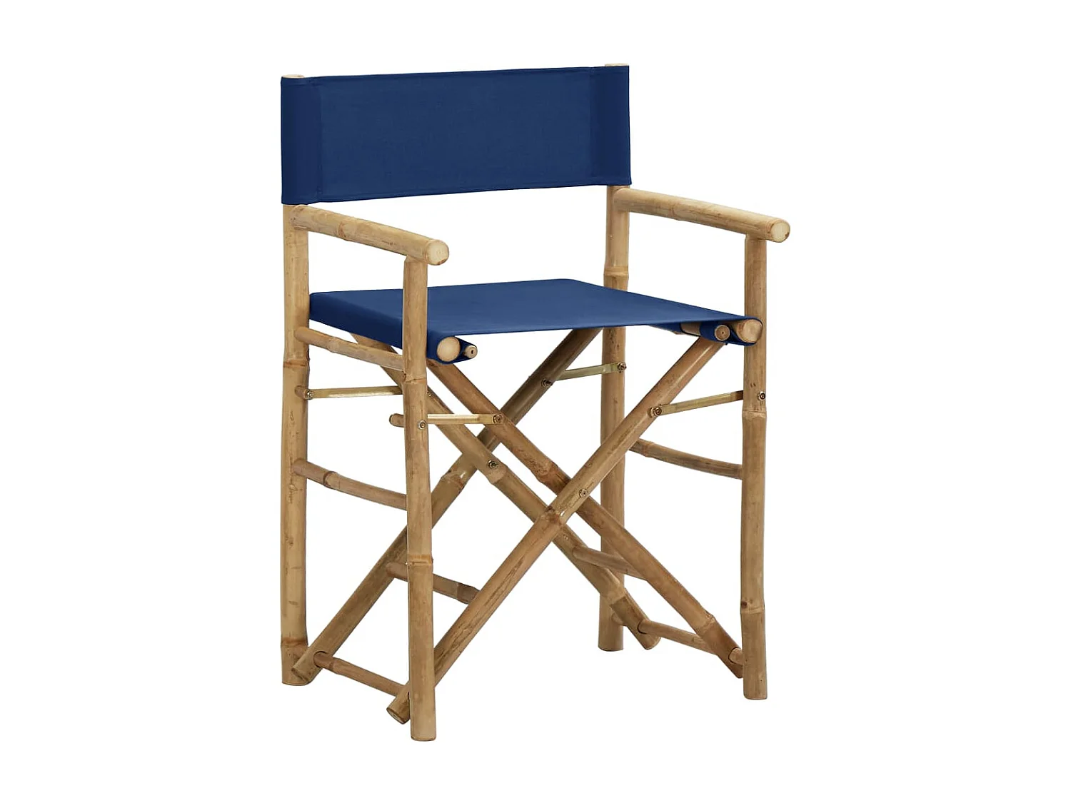Chaises pliables de directeur 2 pcs Bleu Bambou et tissu