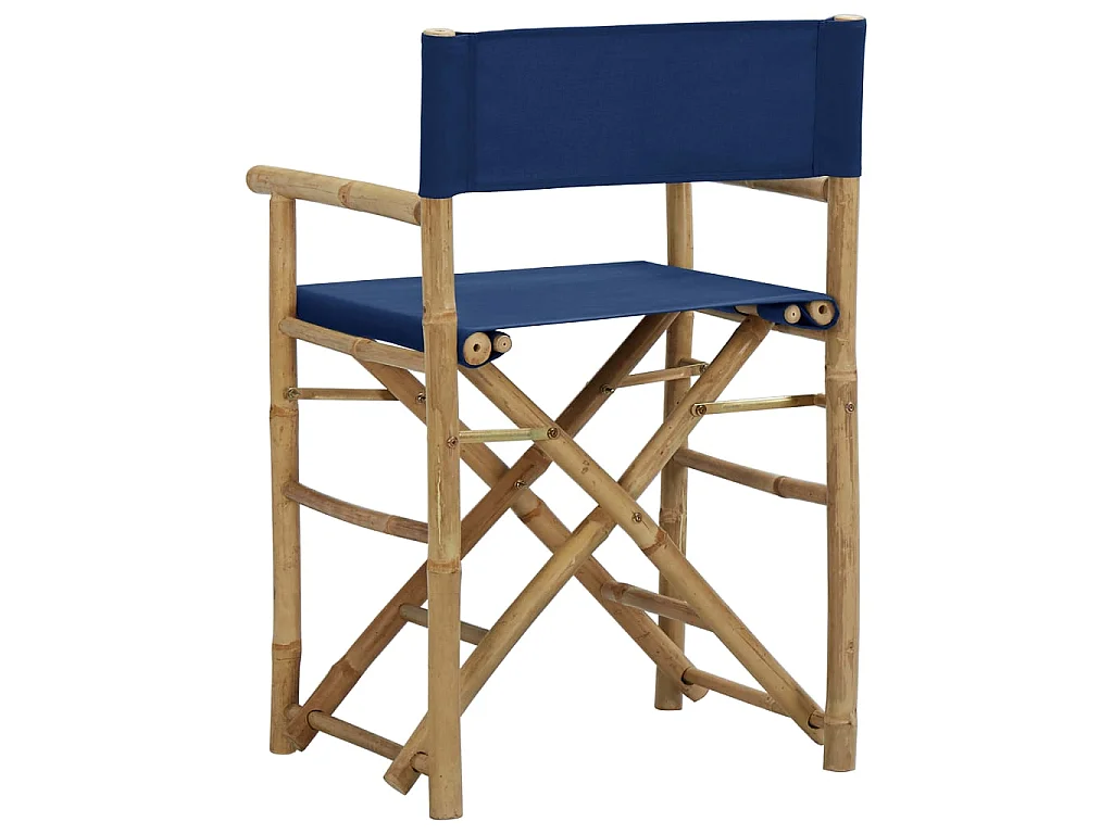 Chaises pliables de directeur 2 pcs Bleu Bambou et tissu