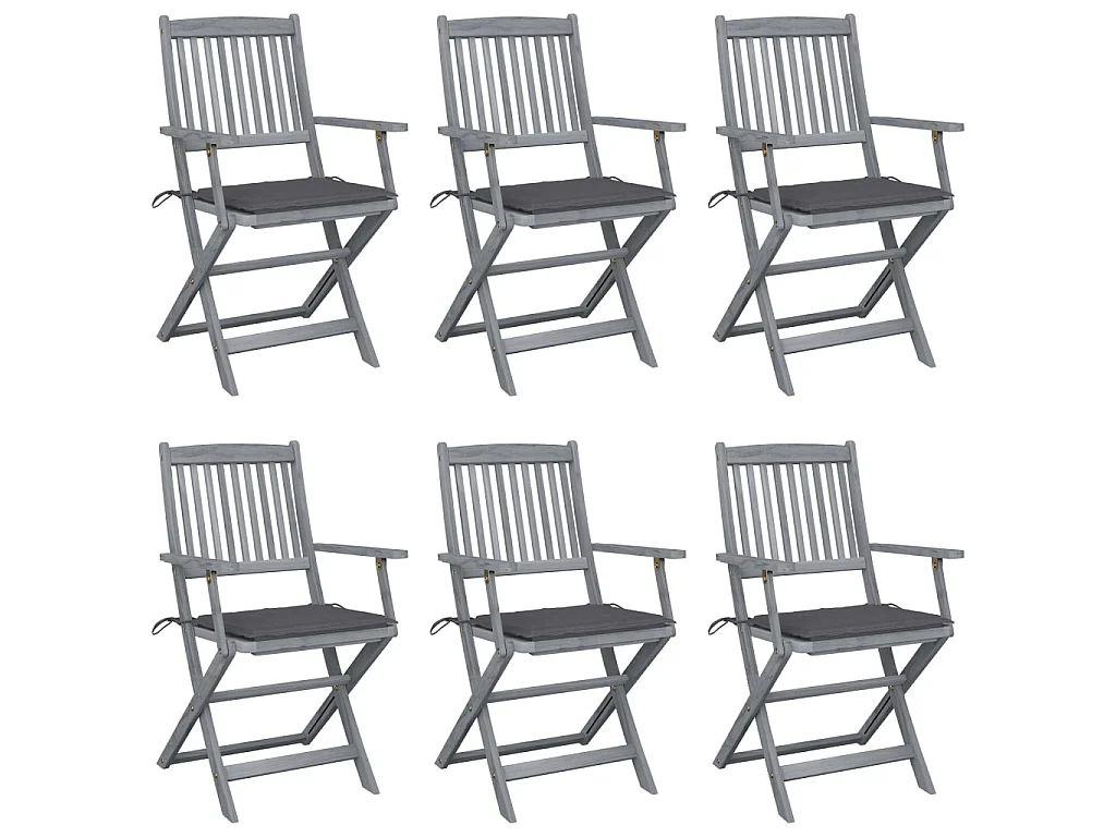 Chaises pliables d'extérieur 6 pcs avec coussins Bois d'acacia 3