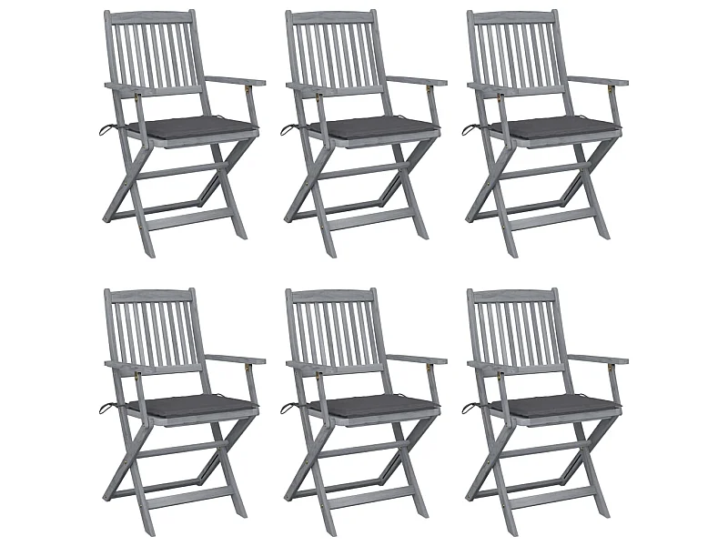 Chaises pliables d'extérieur 6 pcs avec coussins Bois d'acacia 3