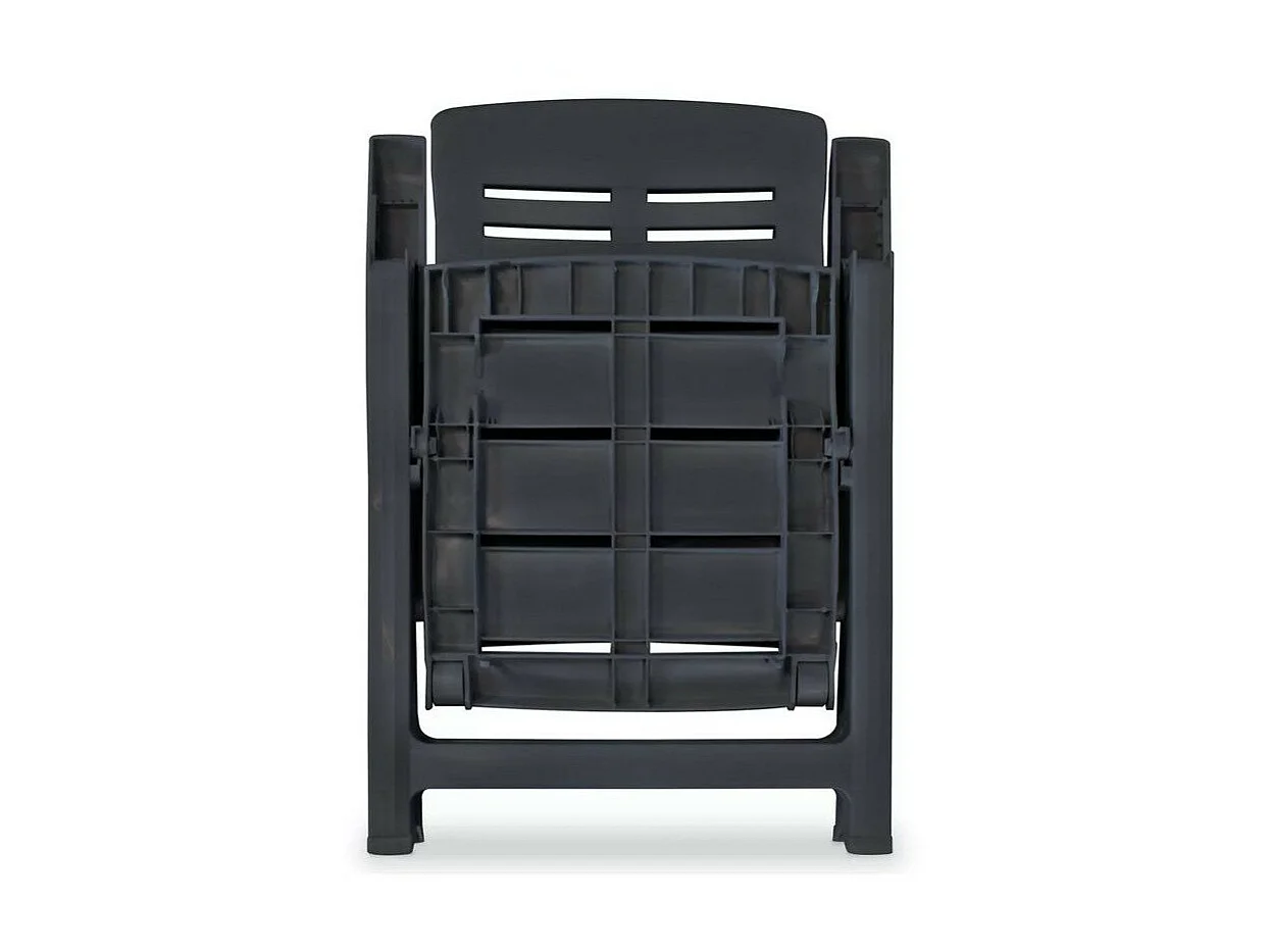 Chaise de jardin pliable plastique anthracite Bouka - Lot de 4