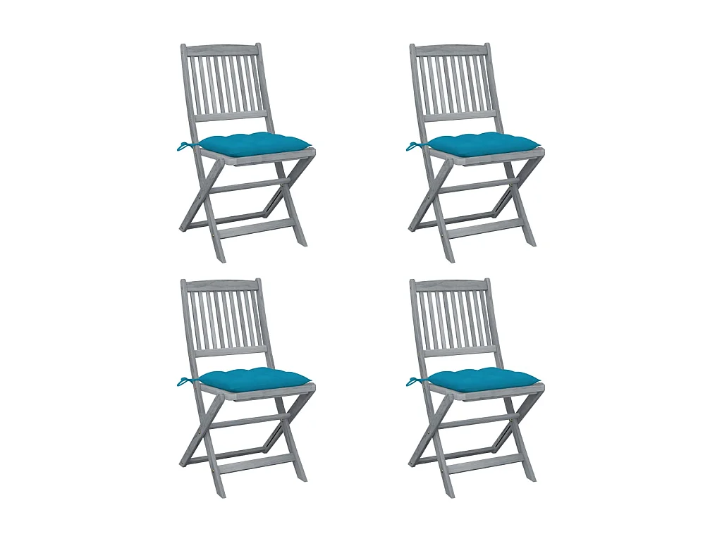 Chaises pliables d'extérieur 4 pcs avec coussins Bois d'acacia 43