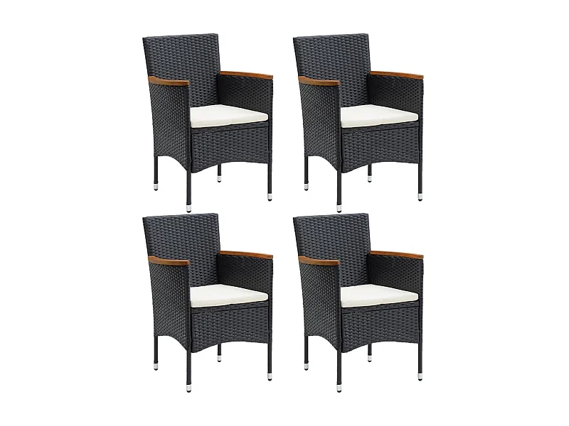 Chaises de salle à manger de jardin 4 pcs Résine tressée Noir 2
