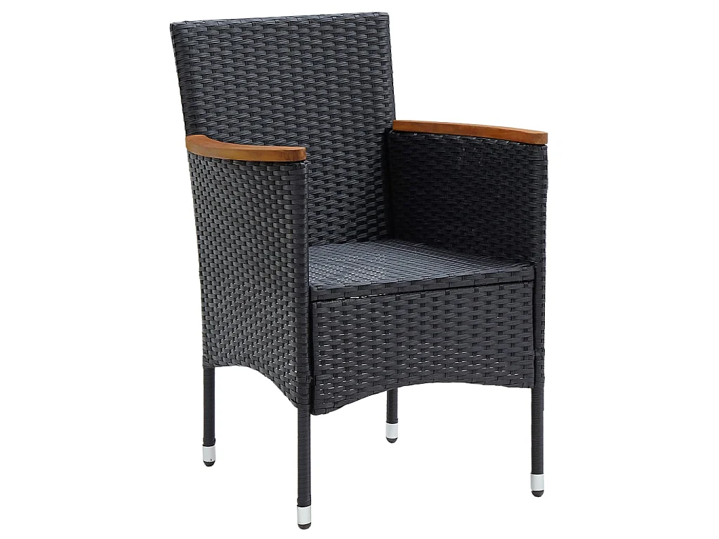 Chaises de salle à manger de jardin 4 pcs Résine tressée Noir 2