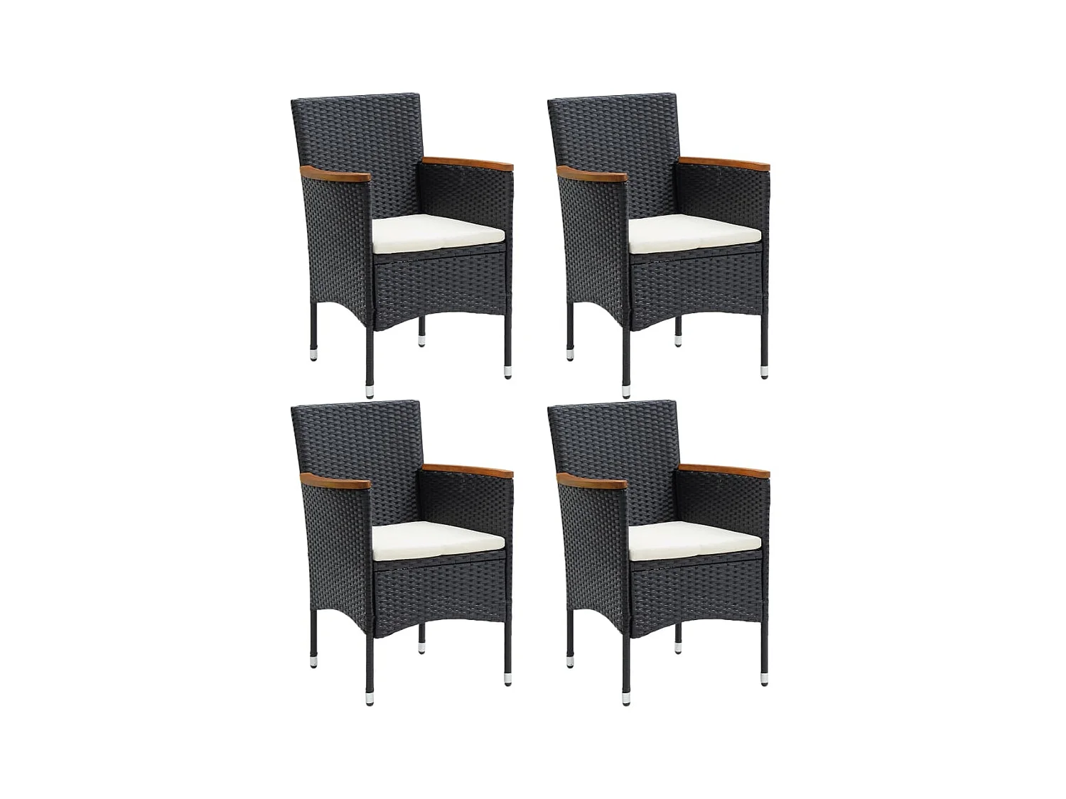 Chaises de salle à manger de jardin 4 pcs Résine tressée Noir 2