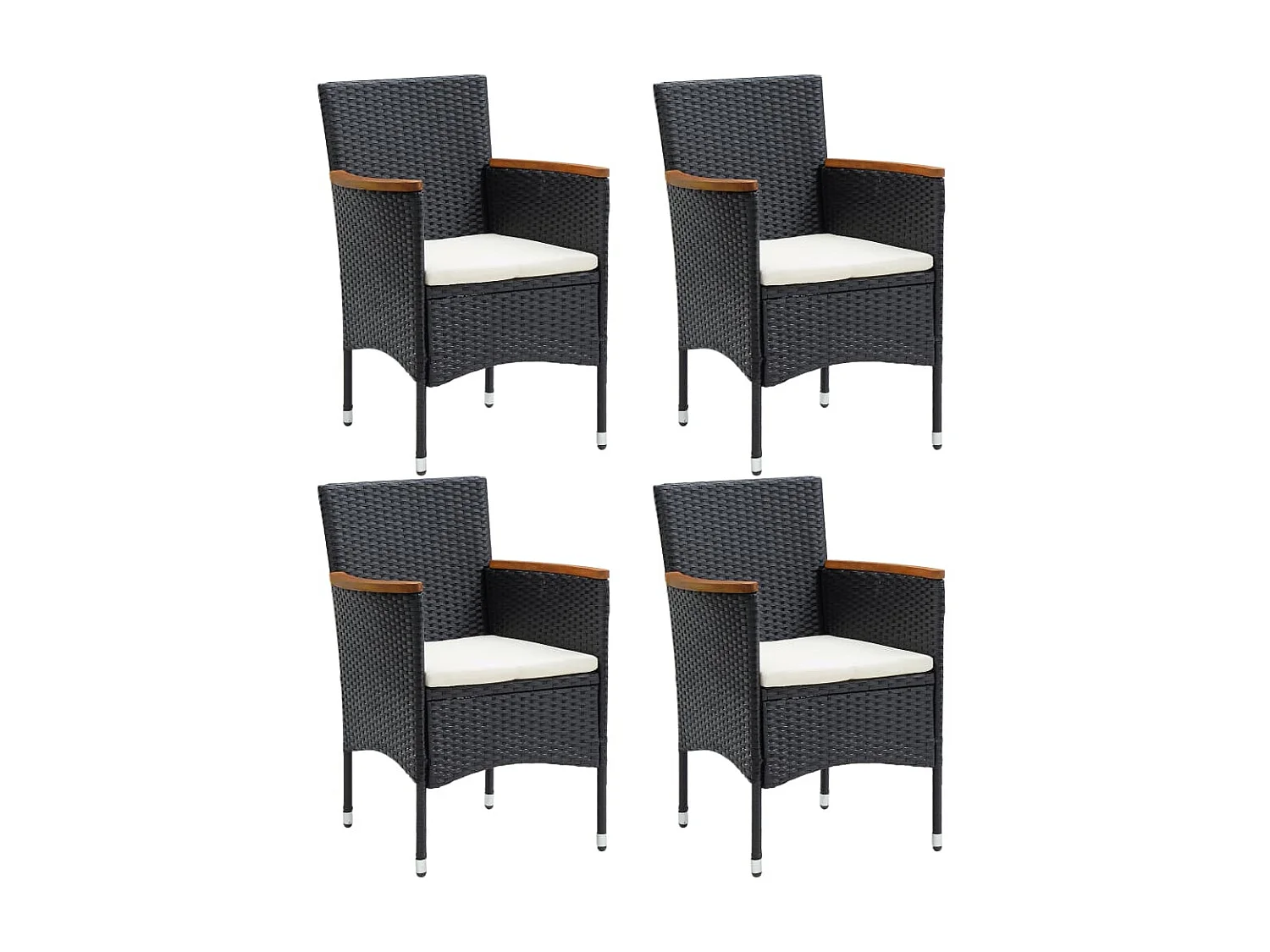 Chaises de salle à manger de jardin 4 pcs Résine tressée Noir 2