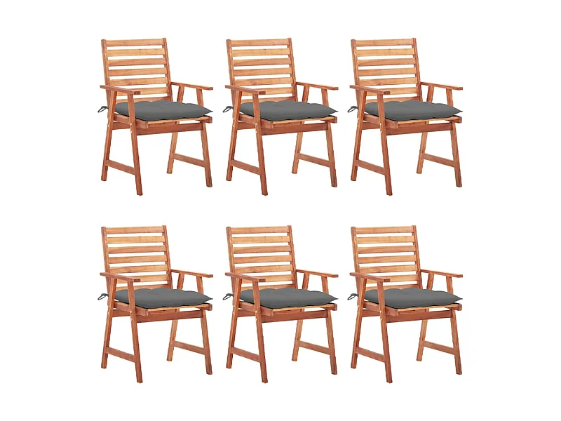 Chaises à dîner d'extérieur 6 pcs avec coussins Acacia massif 18