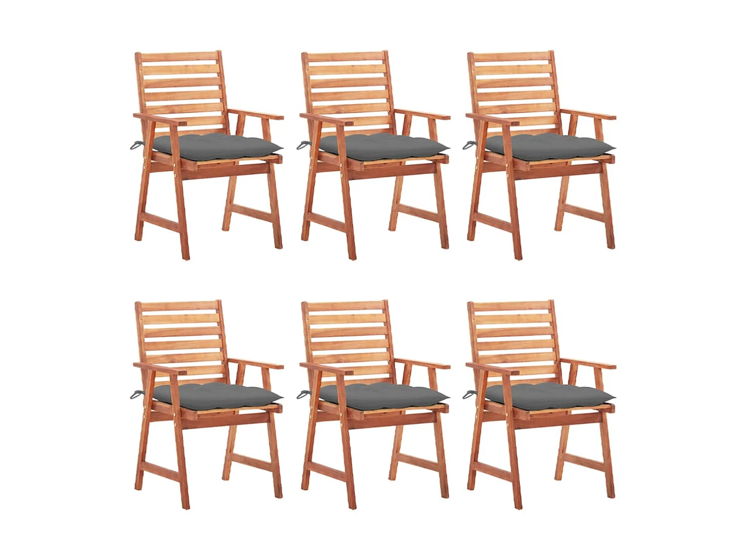Chaises à dîner d'extérieur 6 pcs avec coussins Acacia massif 18