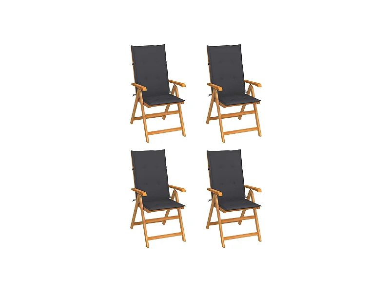 Chaises de jardin 4 pcs avec coussins anthracite Bois de teck