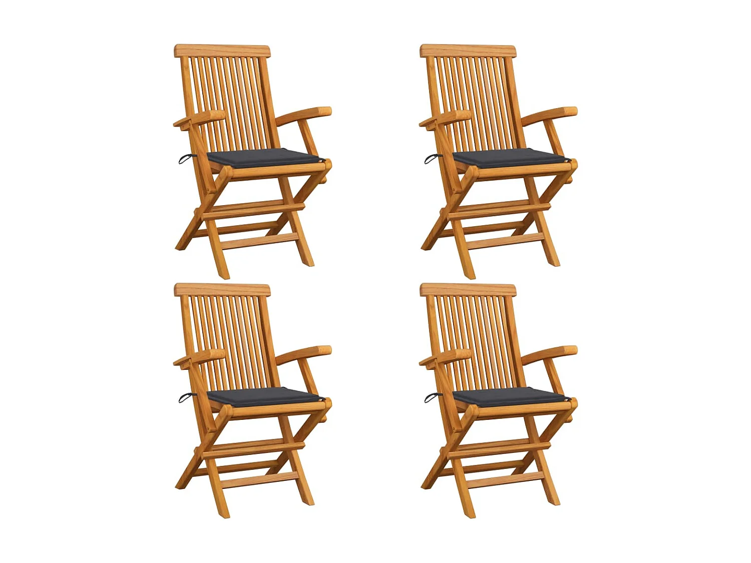 Chaises de jardin avec coussins anthracite 4 pcs Bois de teck 2
