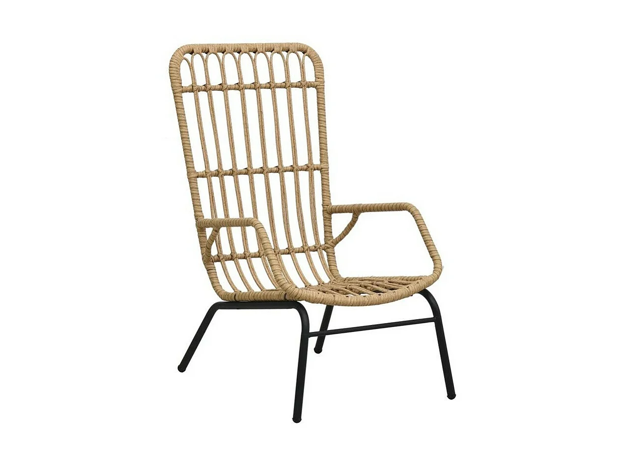 Chaise de jardin résine tressée beige et métal noir Andea