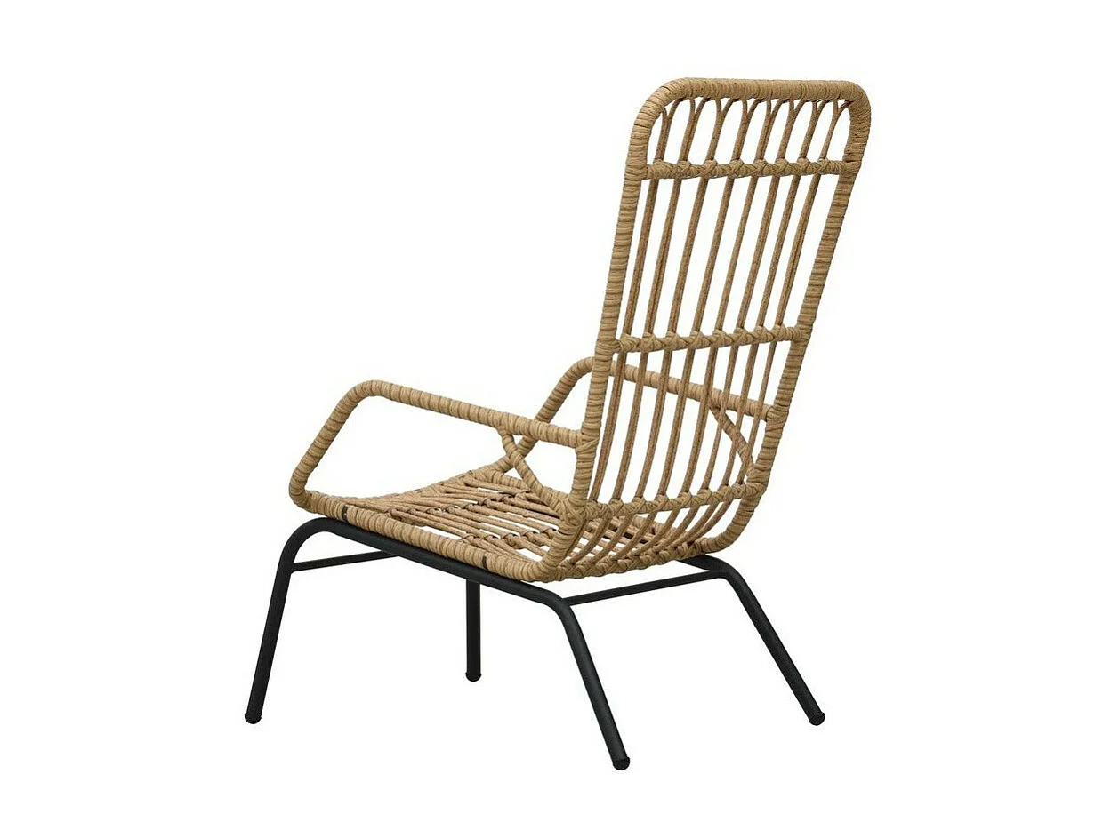 Chaise de jardin résine tressée beige et métal noir Andea