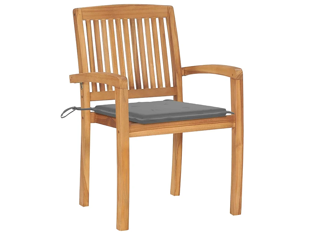 Chaises de jardin 2 pcs avec coussins gris Bois de teck massif 15