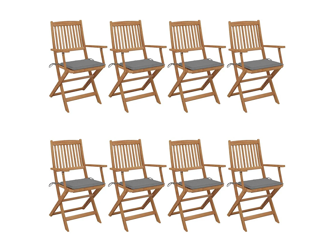Chaises pliables de jardin 8 pcs avec coussins Bois d'acacia 2