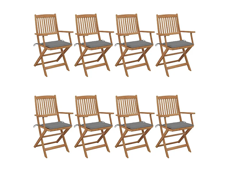 Chaises pliables de jardin 8 pcs avec coussins Bois d'acacia 2