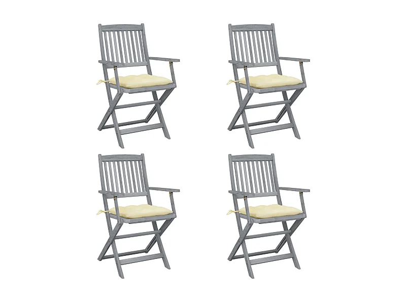 Chaises pliables d'extérieur 4 pcs avec coussins Bois d'acacia 29