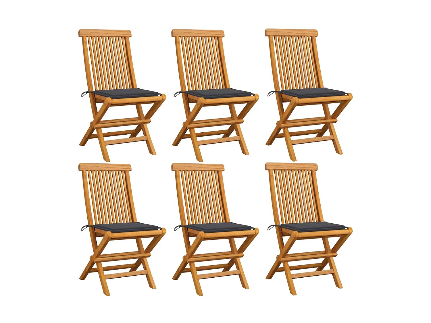 Chaises de jardin avec coussins anthracite 6 pcs Bois de teck 4