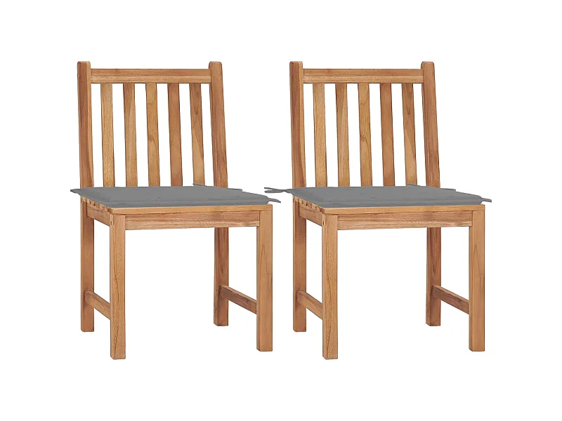 Chaises de jardin 2 pcs avec coussins Bois de teck massif 3