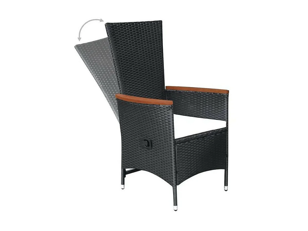 Chaise de jardin résine noire et acacia foncé Fatis - Lot de 2