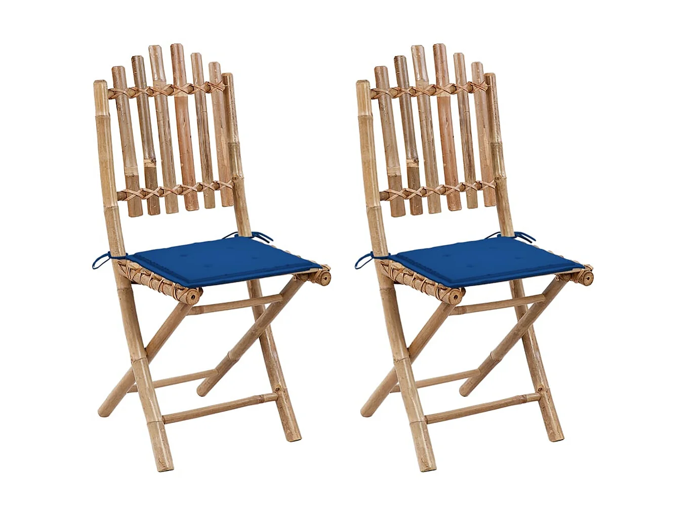Chaises pliables de jardin 2 pcs avec coussins Bambou 26