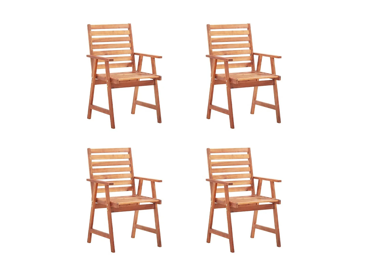 Chaises à dîner d'extérieur 4 pcs avec coussins Acacia massif 7