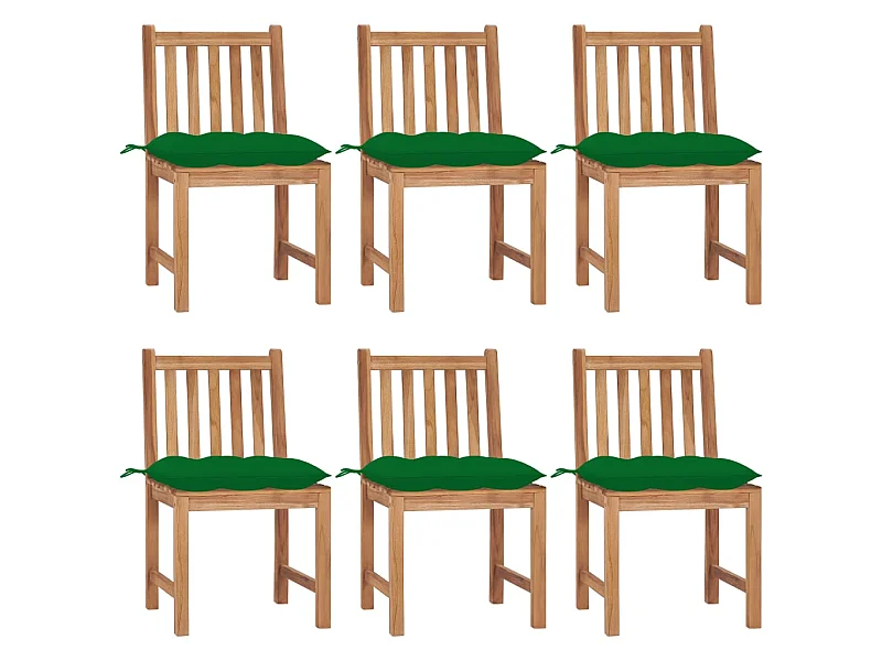 Chaises de jardin 6 pcs avec coussins Bois de teck massif 24