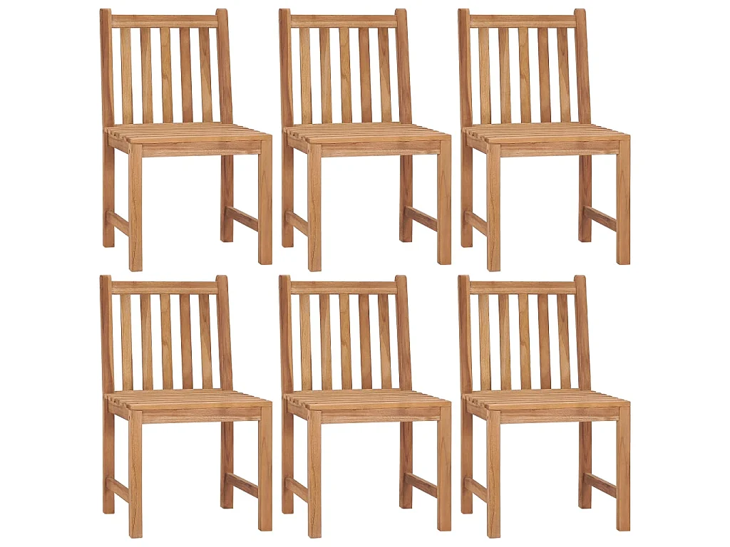 Chaises de jardin 6 pcs avec coussins Bois de teck massif 24