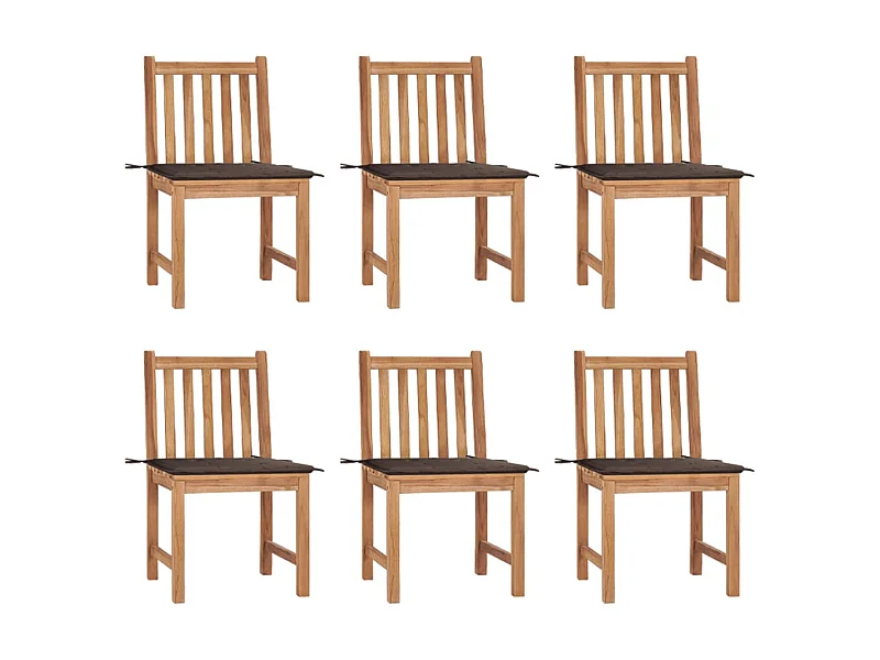 Chaises de jardin 6 pcs avec coussins Bois de teck massif 10
