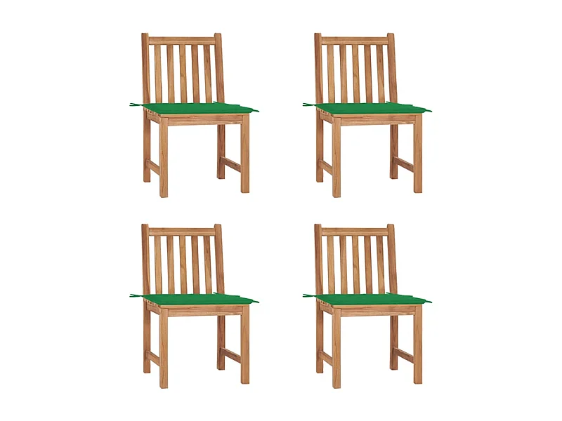 Chaises de jardin 4 pcs avec coussins Bois de teck massif 2