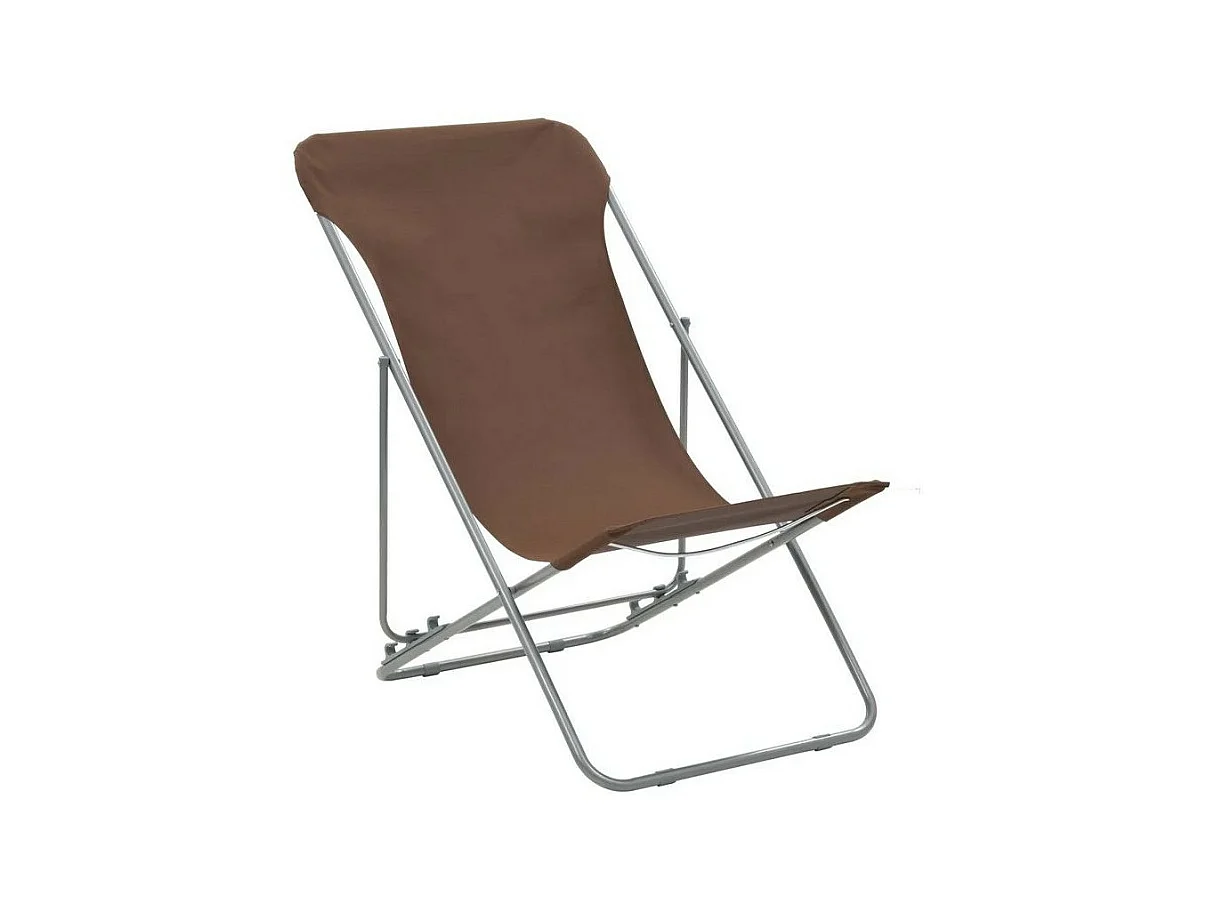 Chaise de jardin pliante tissu marron et métal Ecio - Lot de 2