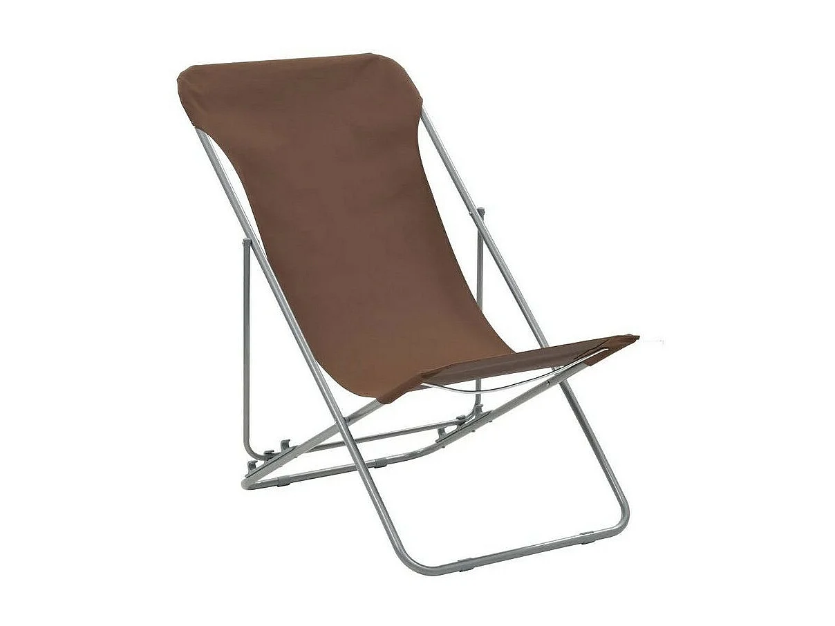 Chaise de jardin pliante tissu marron et métal Ecio - Lot de 2