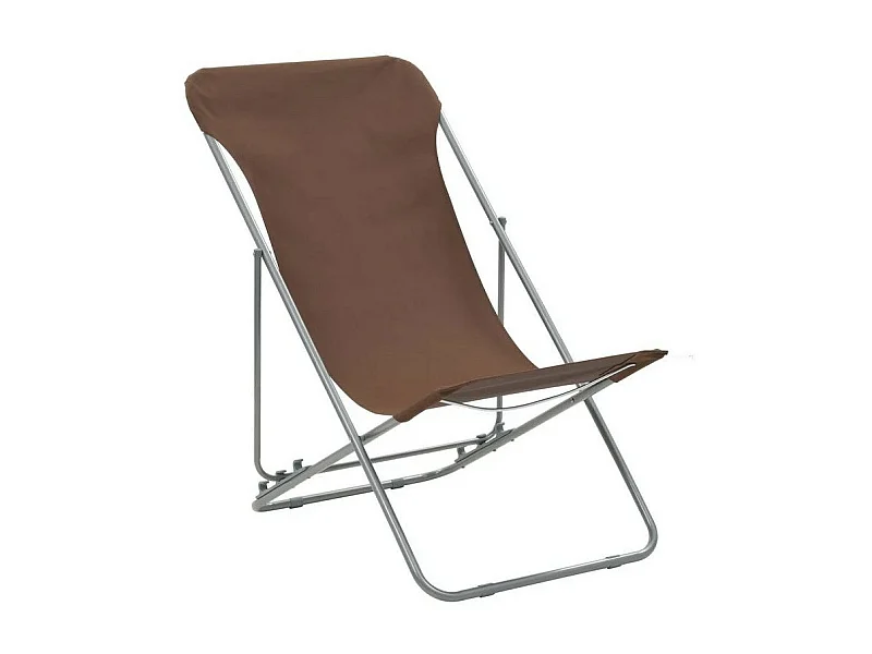 Chaise de jardin pliante tissu marron et métal Ecio - Lot de 2