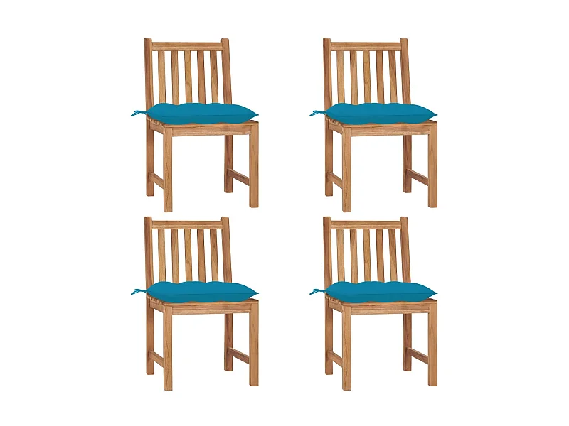 Chaises de jardin 4 pcs avec coussins Bois de teck massif 11