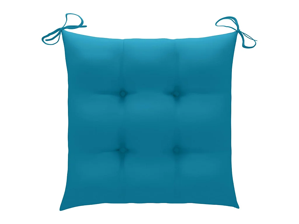 Chaises de jardin avec coussins bleu clair 3 pcs Teck massif