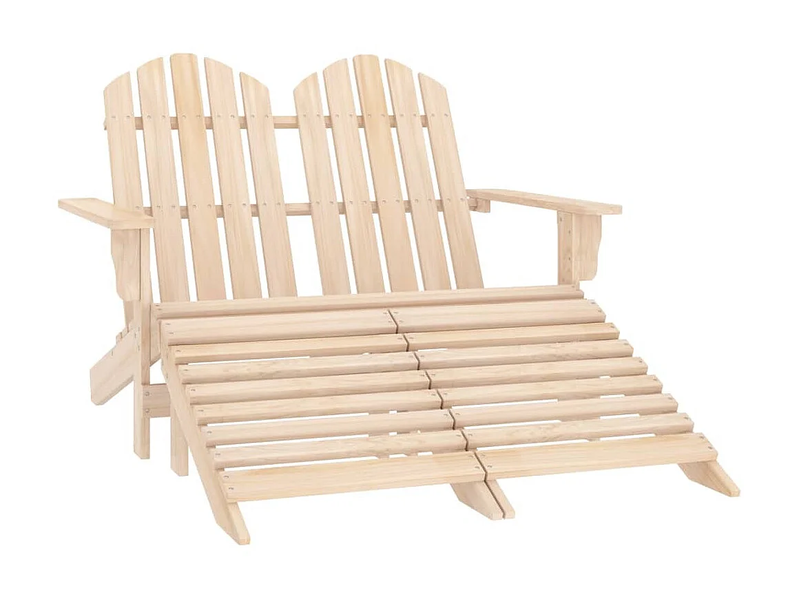 Chaise de jardin Adirondack 2 places et repose-pied Sapin