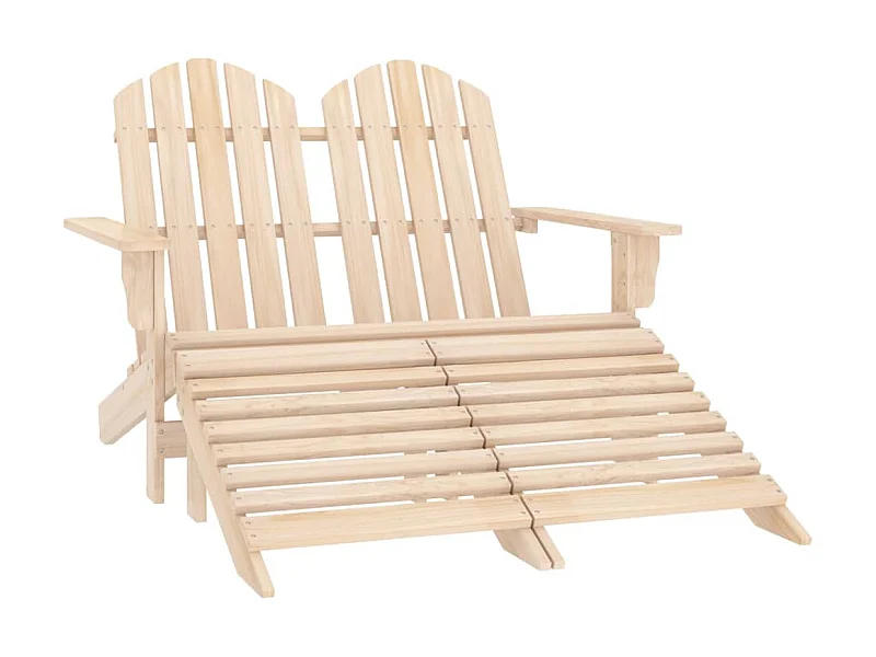Chaise de jardin Adirondack 2 places et repose-pied Sapin