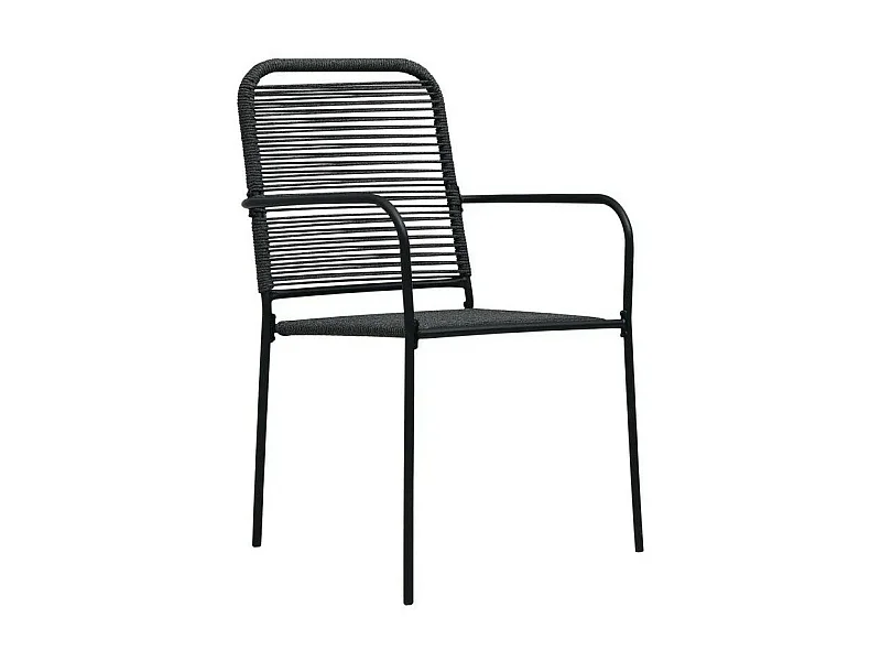 Chaise de jardin corde et métal noir Pleen - Lot de 2