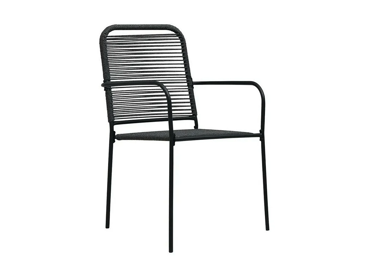 Chaise de jardin corde et métal noir Pleen - Lot de 2