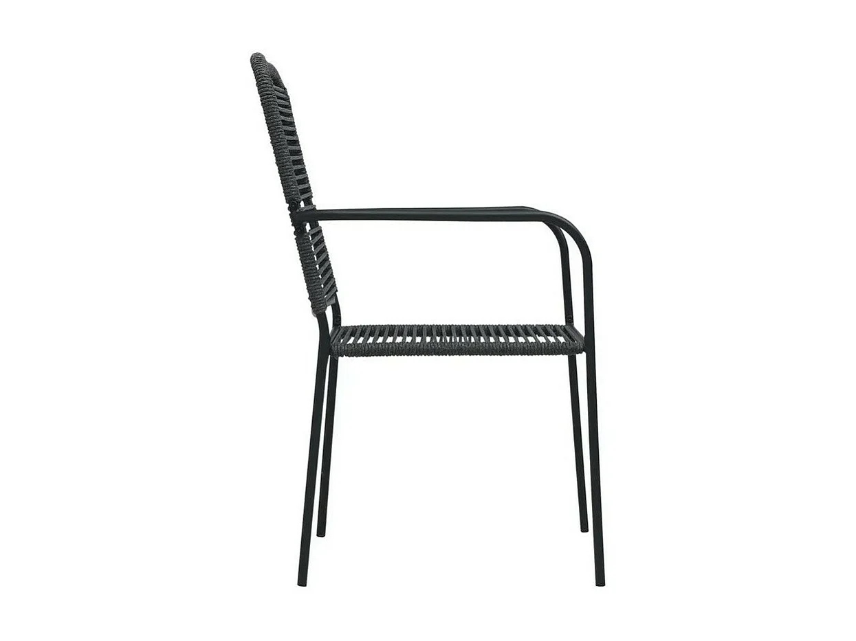 Chaise de jardin corde et métal noir Pleen - Lot de 2