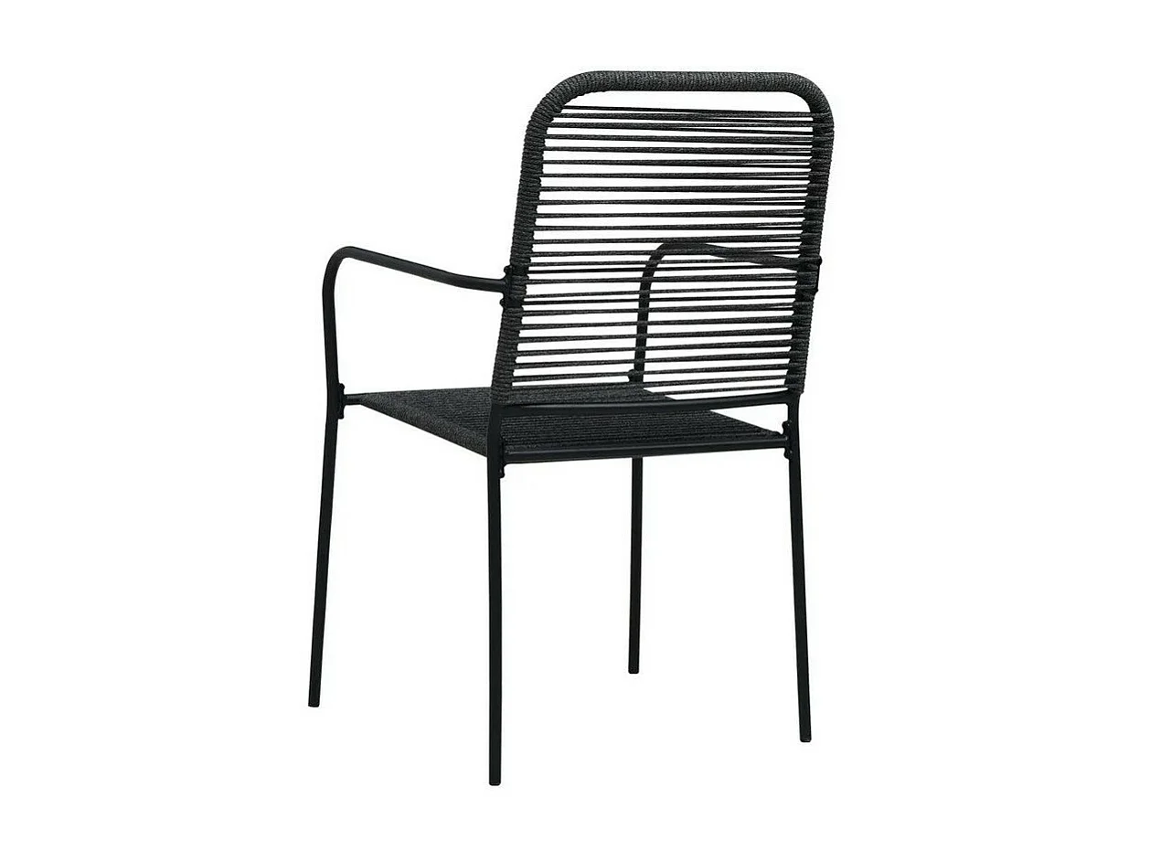 Chaise de jardin corde et métal noir Pleen - Lot de 2
