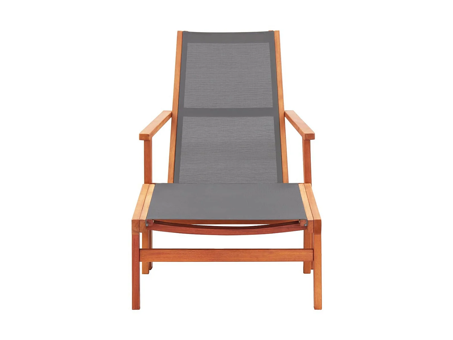 Chaise de jardin et repose-pied Gris Eucalyptus et textilène 2