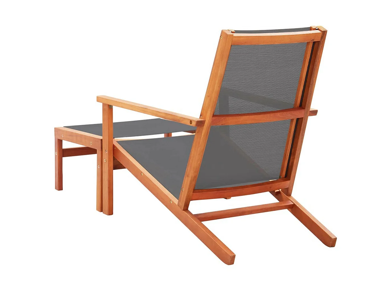 Chaise de jardin et repose-pied Gris Eucalyptus et textilène 2