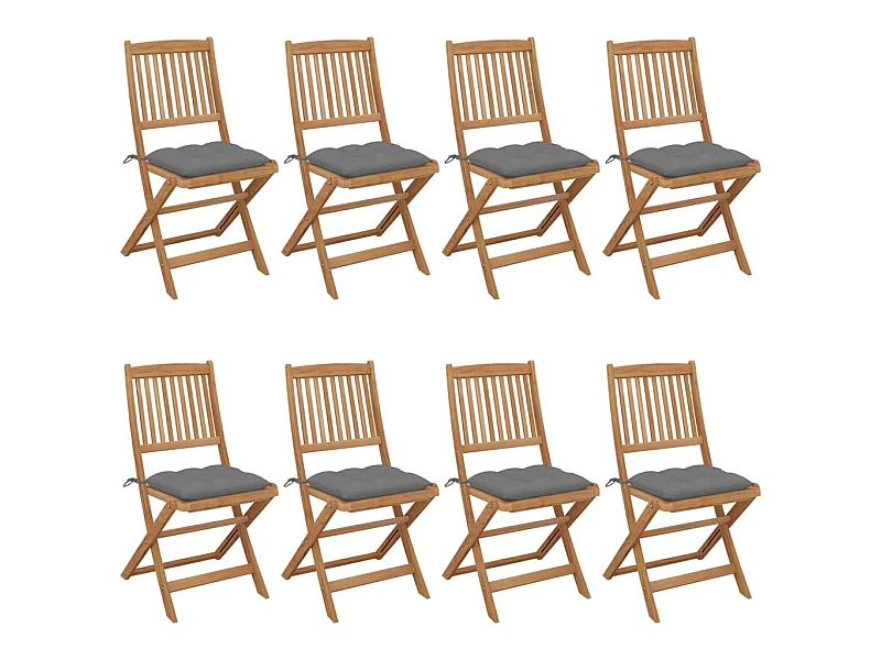 Chaises pliables de jardin 8 pcs avec coussins Bois d'acacia 20