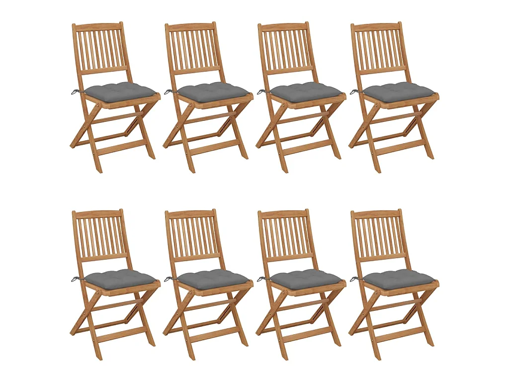 Chaises pliables de jardin 8 pcs avec coussins Bois d'acacia 20