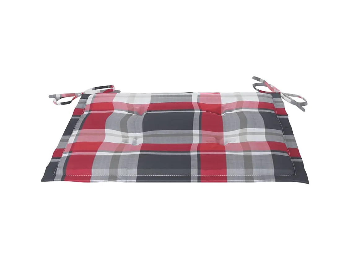 Chaises de jardin 2 pcs avec coussins à carreaux rouge Teck